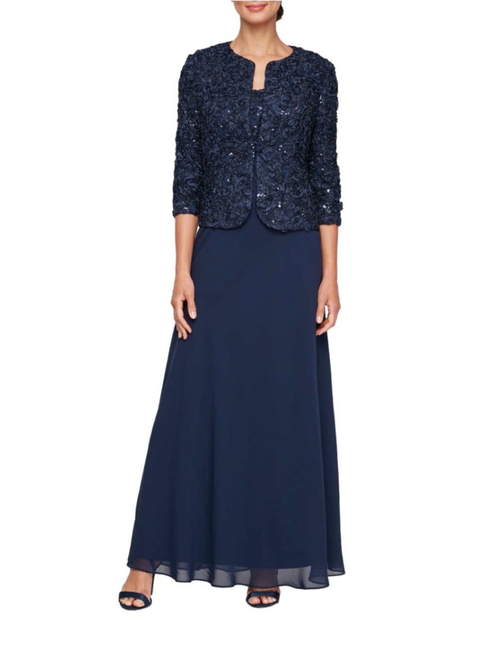 Alex Evenings Women's Long Empire Waist 2 Piece Mother of The Bride Dress 12P
